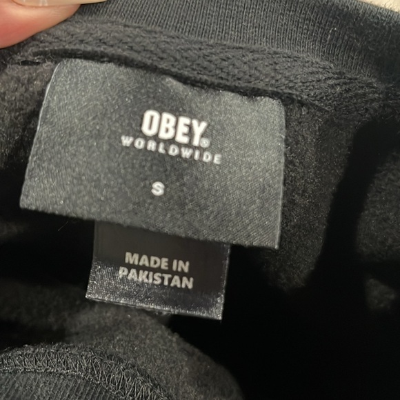 Obey sweater pullover sweatshirt women’s small over sized black crayon flower - Picture 8 of 9